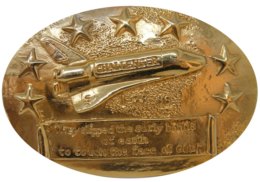Challenger Commemorative Belt Buckle, Given to the Scobee Family After the Mission